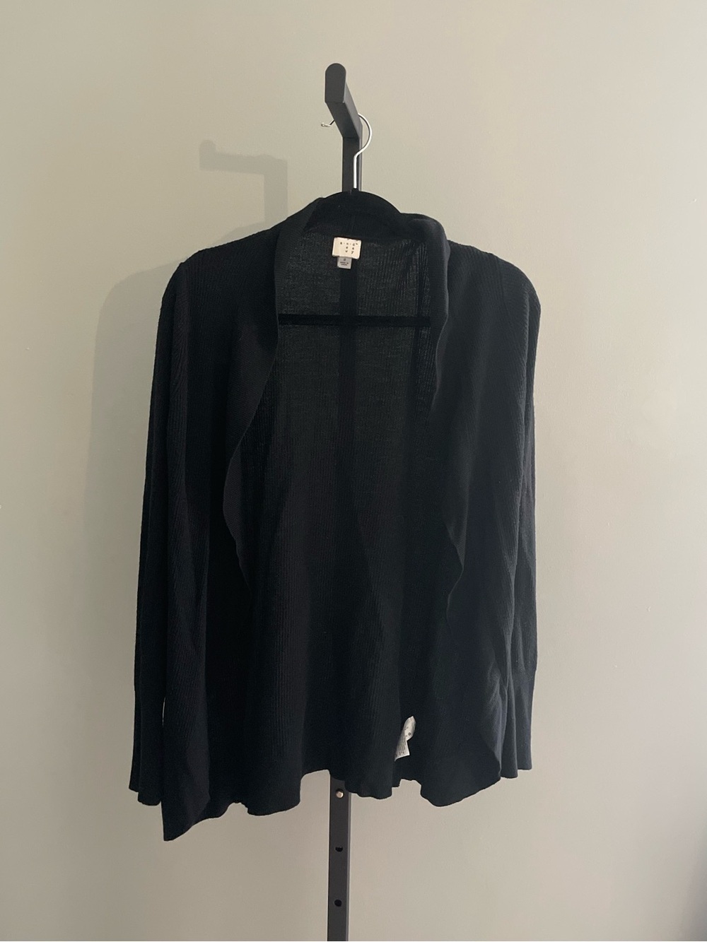Ribbed Knit Open Front Waterfall Cardigan Size Small